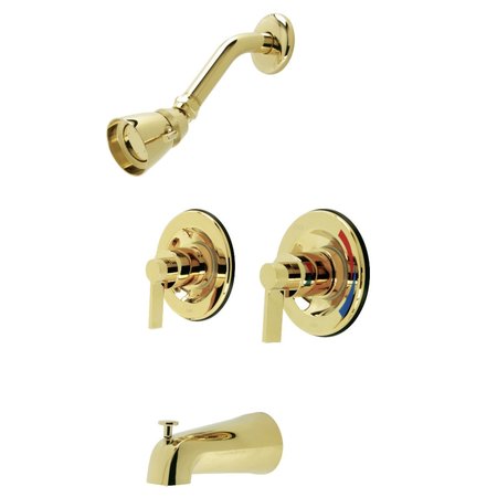 KINGSTON BRASS KB662NDL Two-Handle Tub and Shower Faucet with Volume Control, Polished Brass KB662NDL